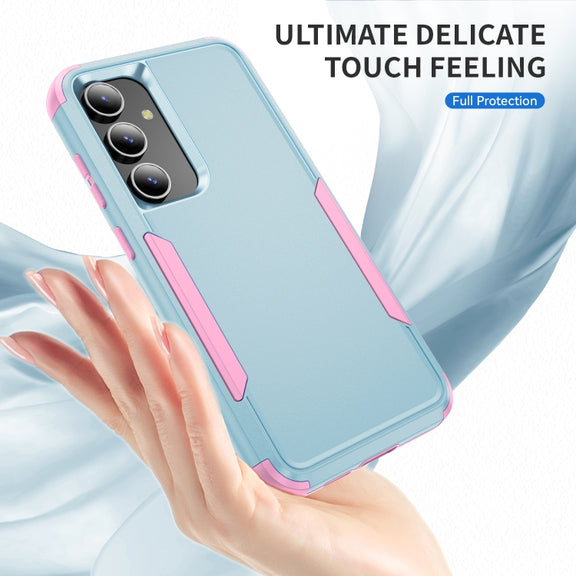 For Samsung Galaxy S25 5G TPU + PC Shockproof Protective Phone Case(Grey Green + Pink)