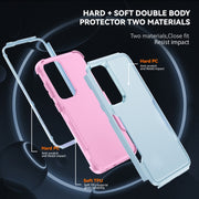 For Samsung Galaxy S25 5G TPU + PC Shockproof Protective Phone Case(Grey Green + Pink)
