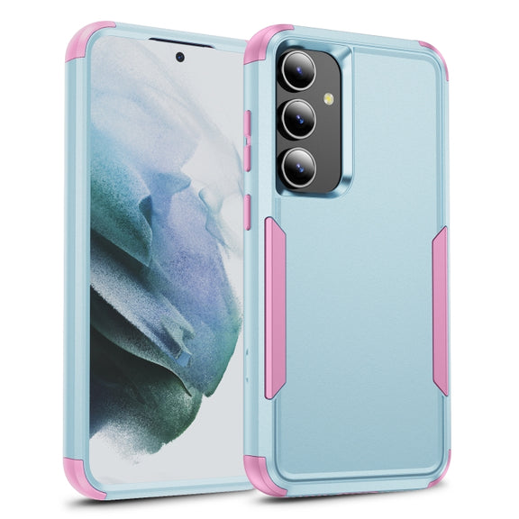 For Samsung Galaxy S25 5G TPU + PC Shockproof Protective Phone Case(Grey Green + Pink)