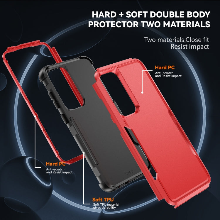 For Samsung Galaxy S25 5G TPU + PC Shockproof Protective Phone Case(Red + Black)