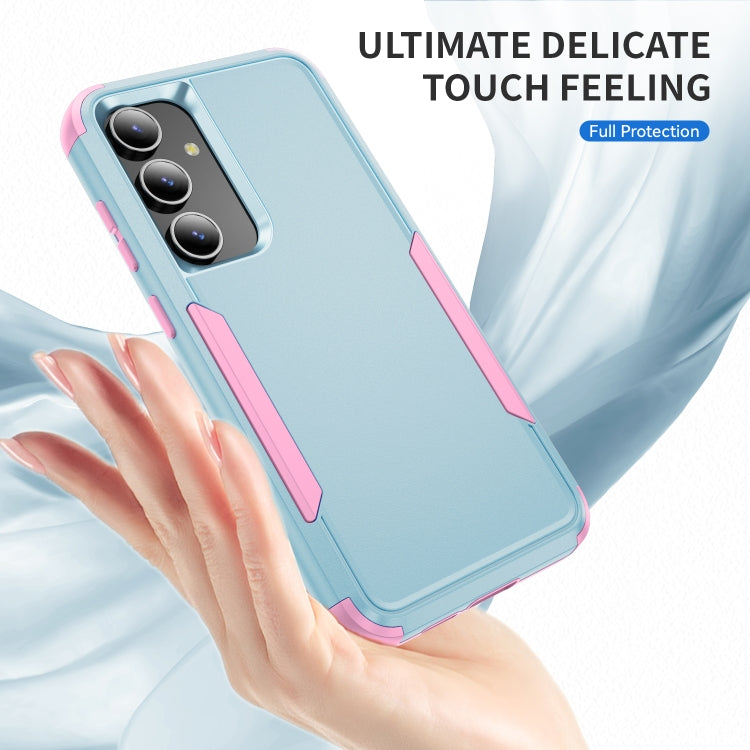 For Samsung Galaxy S25+ 5G TPU + PC Shockproof Protective Phone Case(Grey Green + Pink)