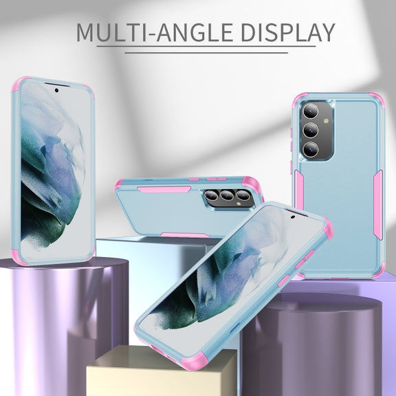 For Samsung Galaxy S25+ 5G TPU + PC Shockproof Protective Phone Case(Grey Green + Pink)