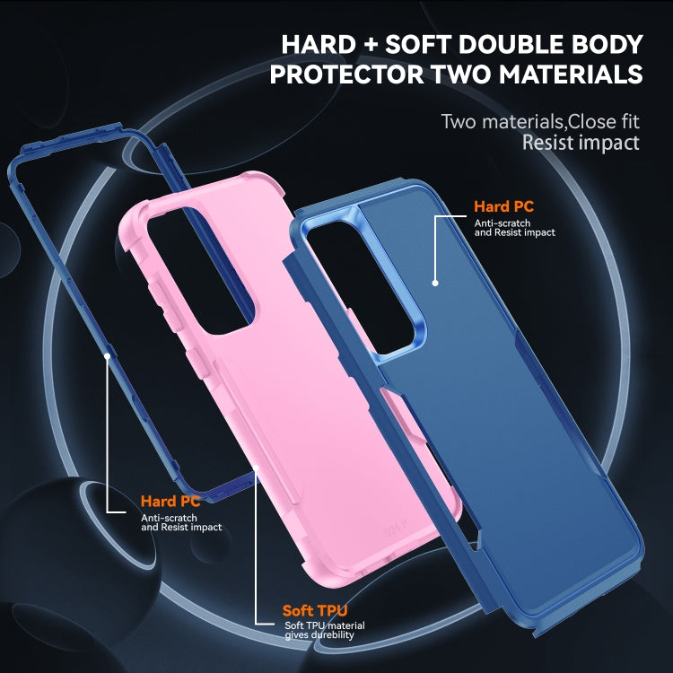 For Samsung Galaxy S25+ 5G TPU + PC Shockproof Protective Phone Case(Royal Blue + Pink)