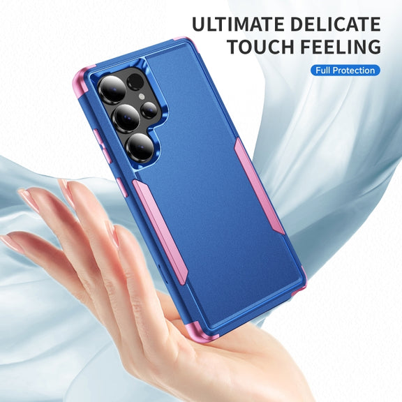 For Samsung Galaxy S25 Ultra 5G TPU + PC Shockproof Protective Phone Case(Royal Blue + Pink)
