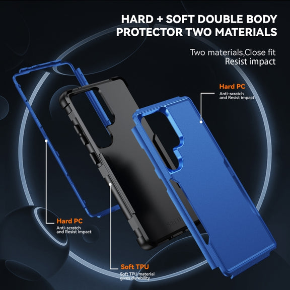 For Samsung Galaxy S25 Ultra 5G TPU + PC Shockproof Protective Phone Case(Royal Blue + Black)