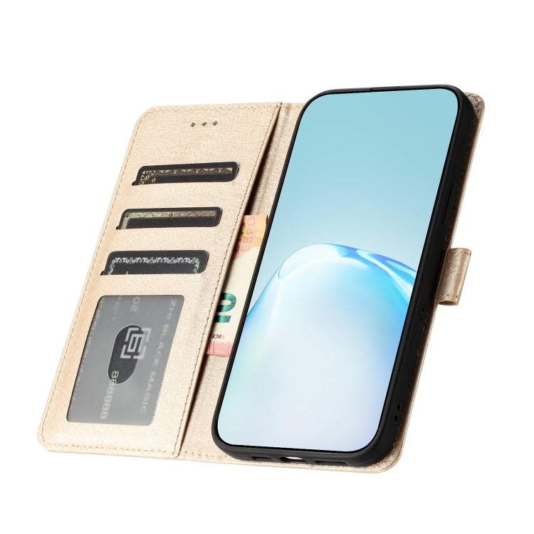 For Samsung Galaxy S25+ 5G Silk Texture Horizontal Flip Leather Phone Case(Gold)