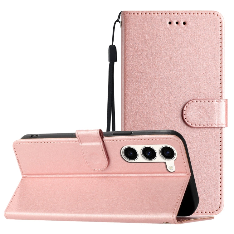 For Samsung Galaxy S25+ 5G Silk Texture Horizontal Flip Leather Phone Case(Rose Gold)