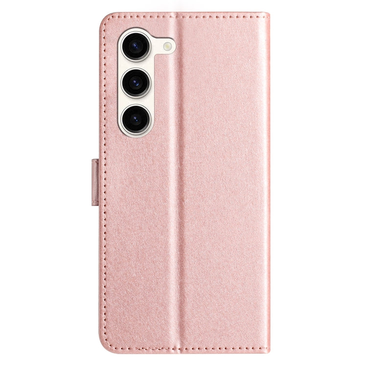 For Samsung Galaxy S25+ 5G Silk Texture Horizontal Flip Leather Phone Case(Rose Gold)
