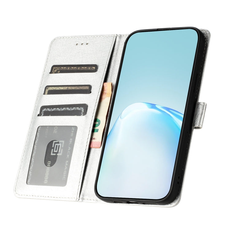 For Samsung Galaxy S25+ 5G Silk Texture Horizontal Flip Leather Phone Case(Silver)