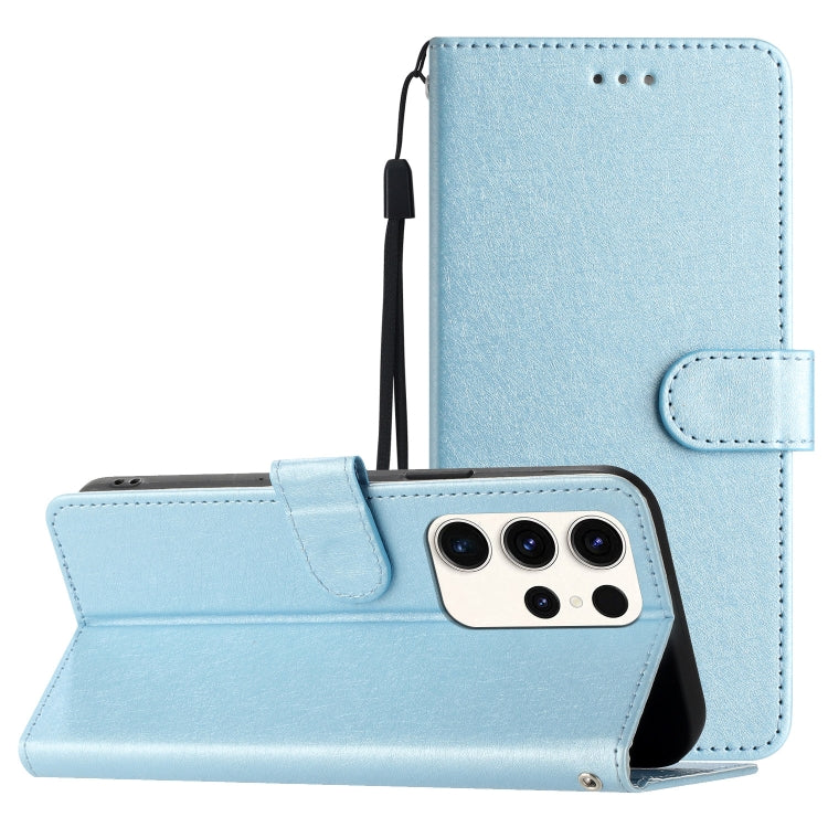For Samsung Galaxy S25 Ultra 5G Silk Texture Horizontal Flip Leather Phone Case(Light Blue)