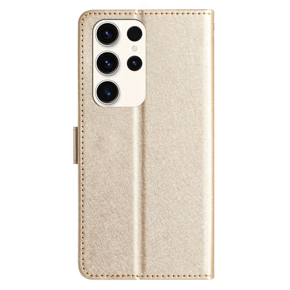 For Samsung Galaxy S25 Ultra 5G Silk Texture Horizontal Flip Leather Phone Case(Gold)