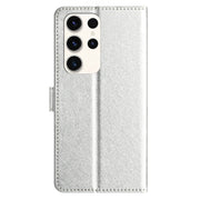 For Samsung Galaxy S25 Ultra 5G Silk Texture Horizontal Flip Leather Phone Case(Silver)