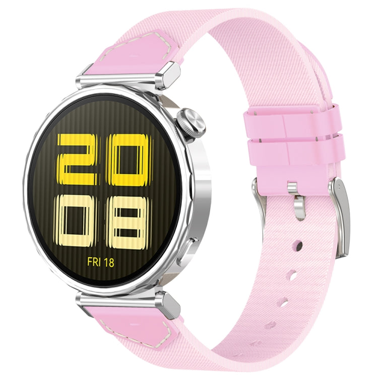 For Huawei Watch GT 5 41mm / GT 5 Pro 42mm Stitched Nylon Denim Watch Band(Pink)