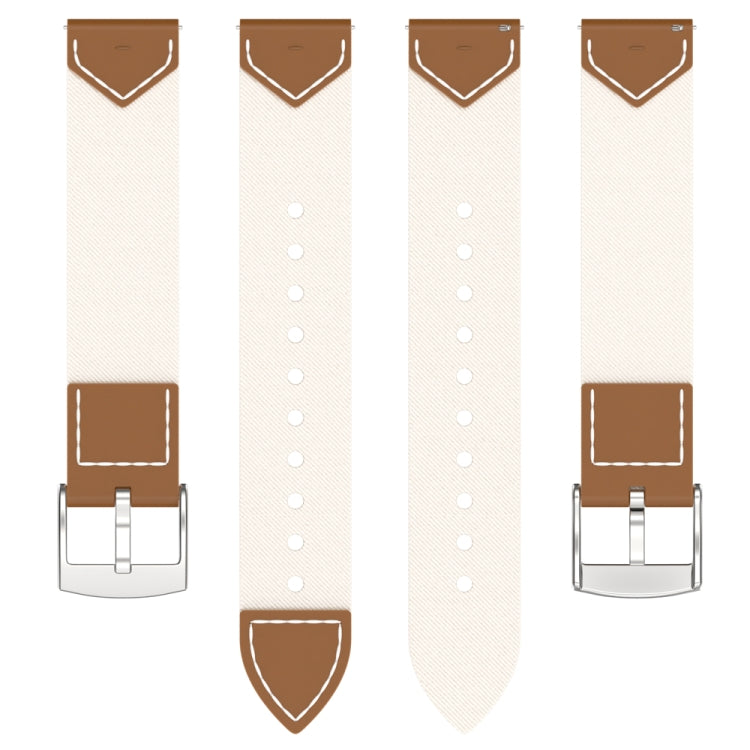 For Huawei Watch GT 5 41mm / GT 5 Pro 42mm Stitched Nylon Denim Watch Band(Brown White)