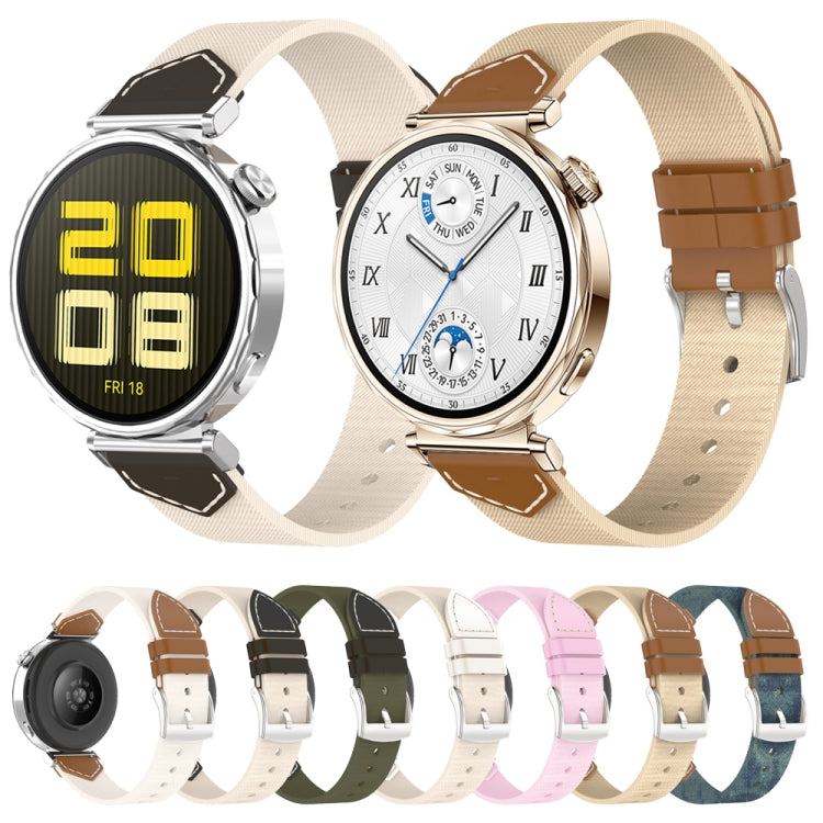 For Huawei Watch GT 5 41mm / GT 5 Pro 42mm Stitched Nylon Denim Watch Band(White)