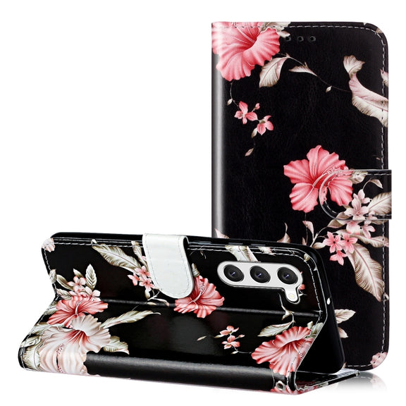 For Samsung Galaxy S25 5G Colored Drawing Marble Pattern Leather Phone Case(Azalea)