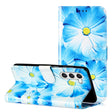 For Samsung Galaxy S25 5G Colored Drawing Marble Pattern Leather Phone Case(Blue Flower) - Galaxy S25 5G Cases by PMC Jewellery | Online Shopping South Africa | PMC Jewellery | Buy Now Pay Later Mobicred