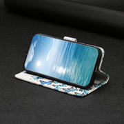 For Samsung Galaxy S25 5G Colored Drawing Marble Pattern Leather Phone Case(Little Blue Butterflies)