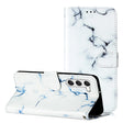 For Samsung Galaxy S25 5G Colored Drawing Marble Pattern Leather Phone Case(White Marble) - Galaxy S25 5G Cases by PMC Jewellery | Online Shopping South Africa | PMC Jewellery | Buy Now Pay Later Mobicred