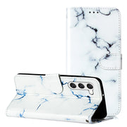 For Samsung Galaxy S25 5G Colored Drawing Marble Pattern Leather Phone Case(White Marble)