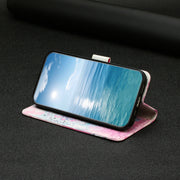 For Samsung Galaxy S25 5G Colored Drawing Marble Pattern Leather Phone Case(Pink Seawater)