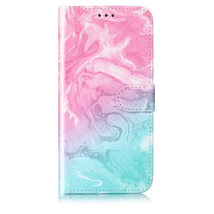 For Samsung Galaxy S25 5G Colored Drawing Marble Pattern Leather Phone Case(Pink Green Marble)