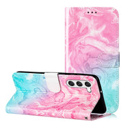 For Samsung Galaxy S25 5G Colored Drawing Marble Pattern Leather Phone Case(Pink Green Marble)