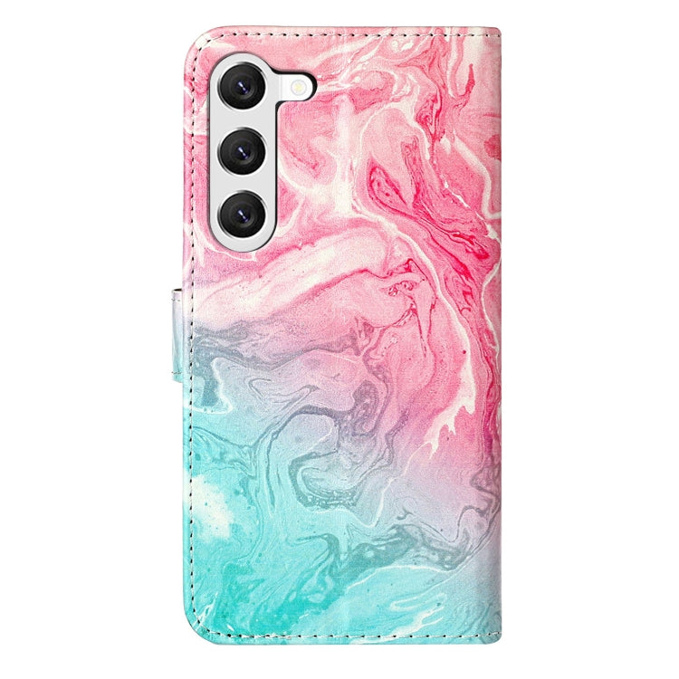 For Samsung Galaxy S25 5G Colored Drawing Marble Pattern Leather Phone Case(Pink Green Marble)