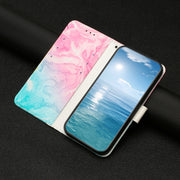 For Samsung Galaxy S25 5G Colored Drawing Marble Pattern Leather Phone Case(Pink Green Marble)
