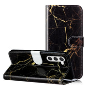 For Samsung Galaxy S25+ 5G Colored Drawing Marble Pattern Leather Phone Case(Black Gold Marble)