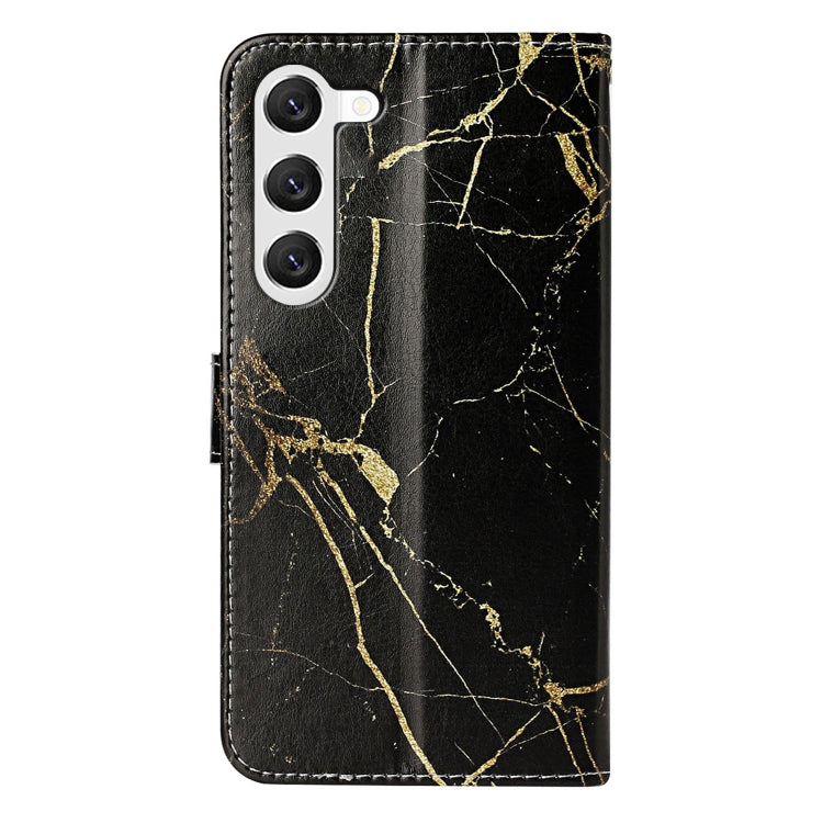 For Samsung Galaxy S25+ 5G Colored Drawing Marble Pattern Leather Phone Case(Black Gold Marble)