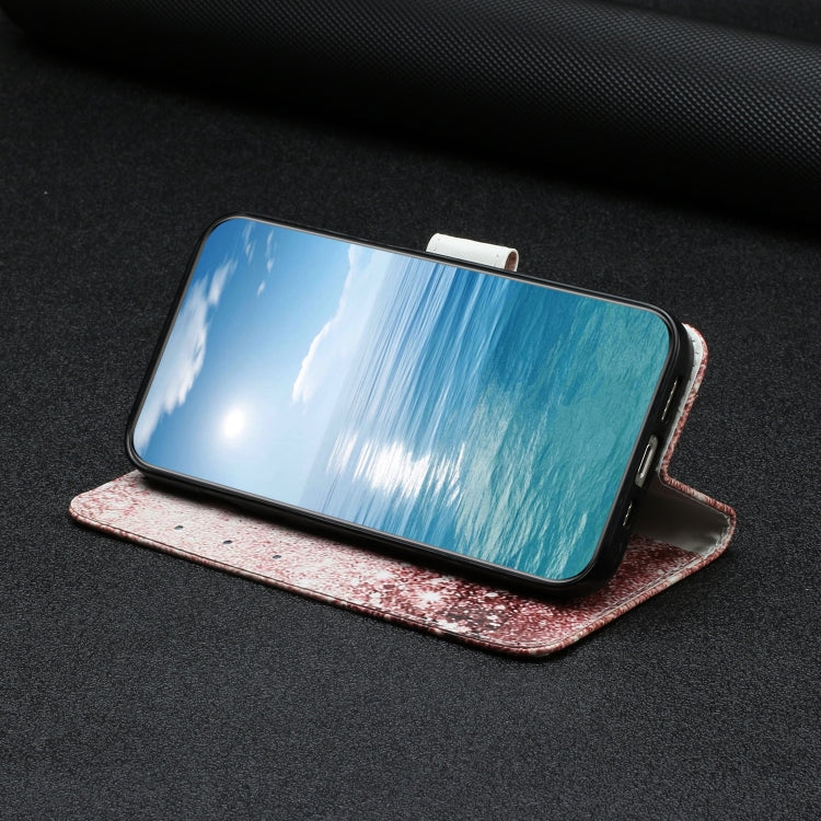 For Samsung Galaxy S25+ 5G Colored Drawing Marble Pattern Leather Phone Case(Rose Gold)