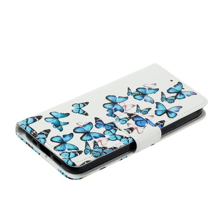 For Samsung Galaxy S25+ 5G Colored Drawing Marble Pattern Leather Phone Case(Little Blue Butterflies)