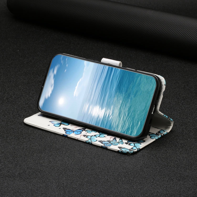 For Samsung Galaxy S25+ 5G Colored Drawing Marble Pattern Leather Phone Case(Little Blue Butterflies)