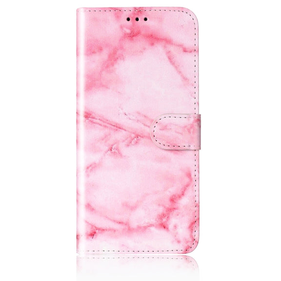 For Samsung Galaxy S25+ 5G Colored Drawing Marble Pattern Leather Phone Case(Pink Marble)