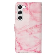 For Samsung Galaxy S25+ 5G Colored Drawing Marble Pattern Leather Phone Case(Pink Marble)