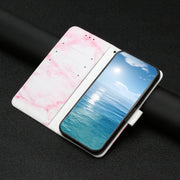 For Samsung Galaxy S25+ 5G Colored Drawing Marble Pattern Leather Phone Case(Pink Marble)