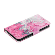 For Samsung Galaxy S25+ 5G Colored Drawing Marble Pattern Leather Phone Case(Pink Seawater)