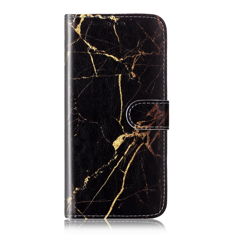 For Samsung Galaxy S25 Ultra 5G Colored Drawing Marble Pattern Leather Phone Case(Black Gold Marble)