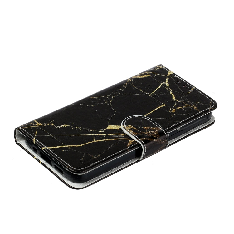 For Samsung Galaxy S25 Ultra 5G Colored Drawing Marble Pattern Leather Phone Case(Black Gold Marble)