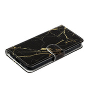For Samsung Galaxy S25 Ultra 5G Colored Drawing Marble Pattern Leather Phone Case(Black Gold Marble)