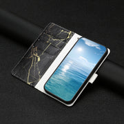 For Samsung Galaxy S25 Ultra 5G Colored Drawing Marble Pattern Leather Phone Case(Black Gold Marble)
