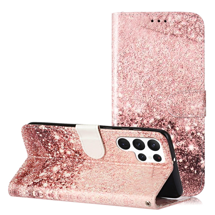 For Samsung Galaxy S25 Ultra 5G Colored Drawing Marble Pattern Leather Phone Case(Rose Gold)