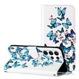For Samsung Galaxy S25 Ultra 5G Colored Drawing Marble Pattern Leather Phone Case(Little Blue Butterflies) - Galaxy S25 Ultra 5G Cases by PMC Jewellery | Online Shopping South Africa | PMC Jewellery | Buy Now Pay Later Mobicred