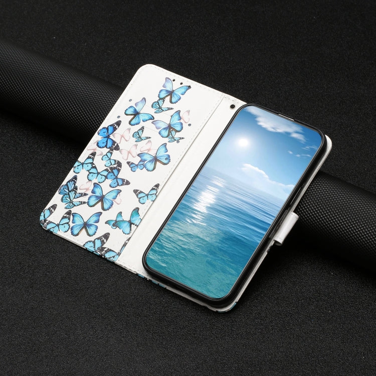 For Samsung Galaxy S25 Ultra 5G Colored Drawing Marble Pattern Leather Phone Case(Little Blue Butterflies)