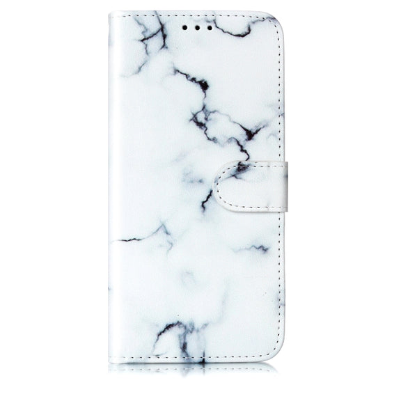 For Samsung Galaxy S25 Ultra 5G Colored Drawing Marble Pattern Leather Phone Case(White Marble)