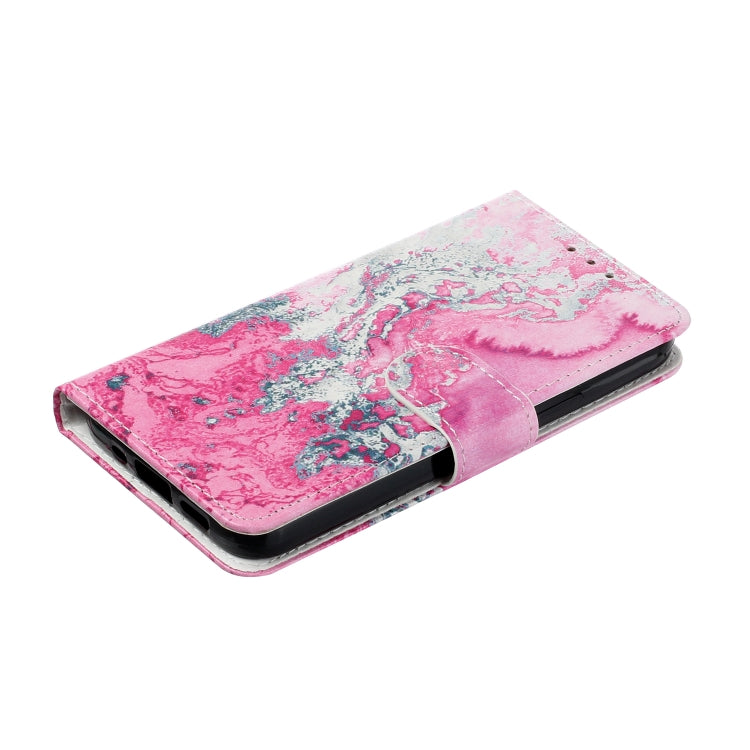 For Samsung Galaxy S25 Ultra 5G Colored Drawing Marble Pattern Leather Phone Case(Pink Seawater)