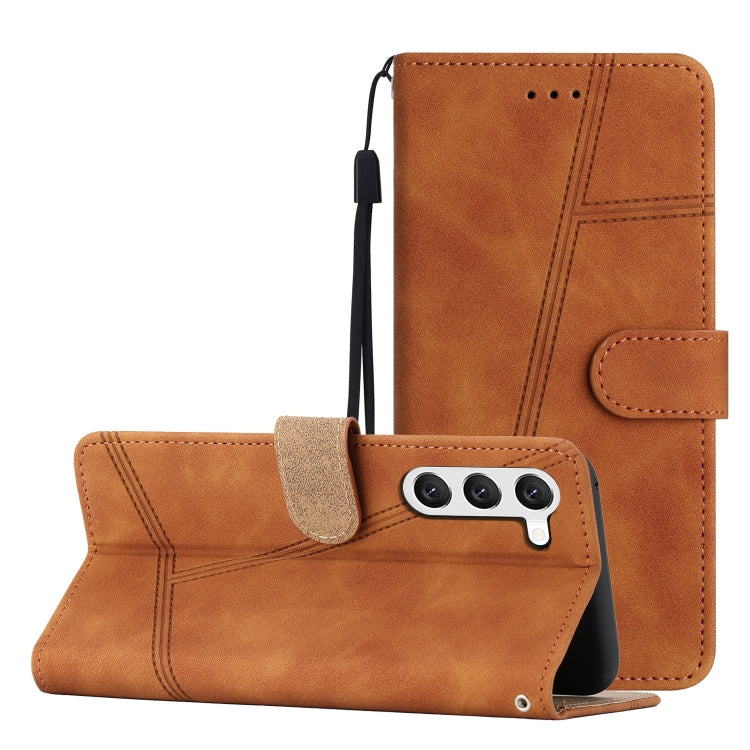 For Samsung Galaxy S25+ 5G Skin-feel Stitching Leather Phone Case(Brown)
