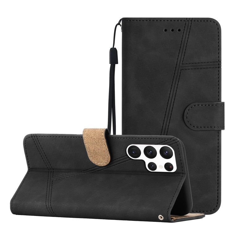 For Samsung Galaxy S25 Ultra 5G Skin-feel Stitching Leather Phone Case(Black)