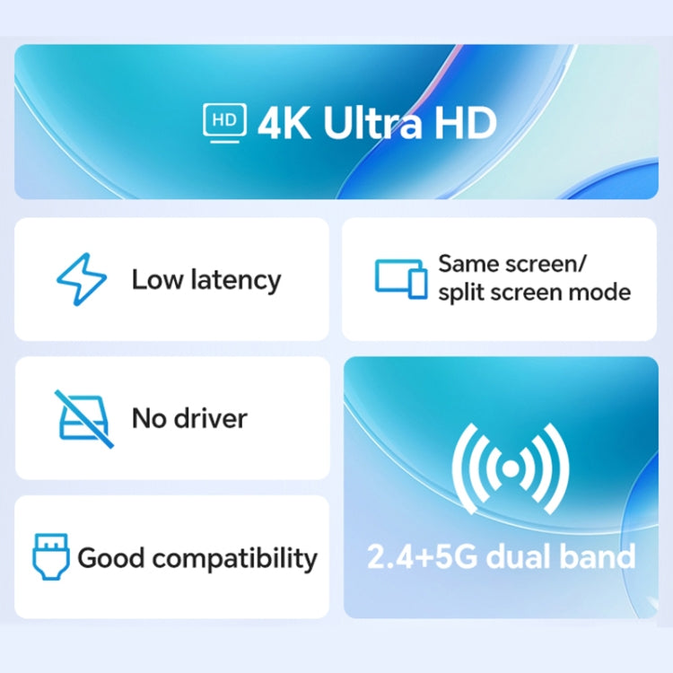 G127 4K 30Hz HD Wireless Display Dongle Adapter Same Screen Device(Black)